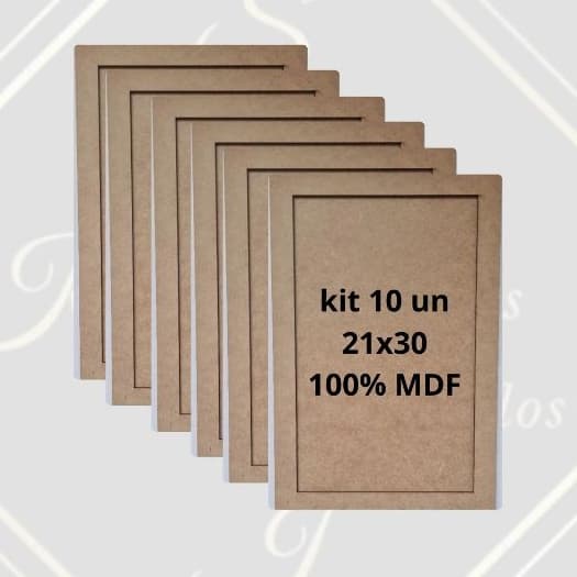 Kit 10 unidades Moldura Quadro A4 21x30cm 100% MDF sem Vidro e sem Acetato