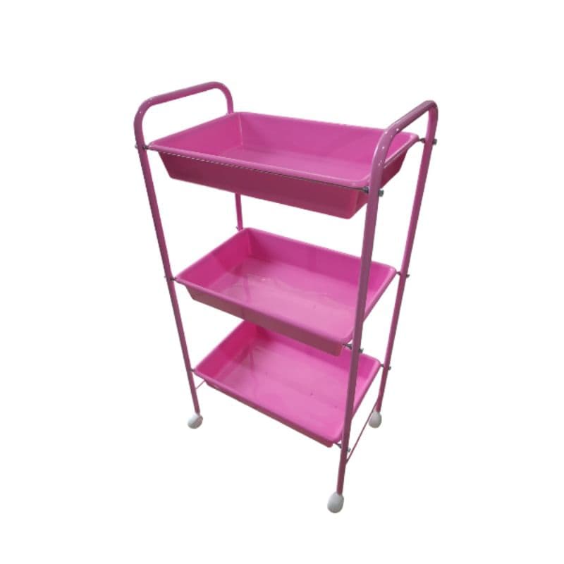 Carrinho Auxiliar Organizador 3 Bandejas Rosa