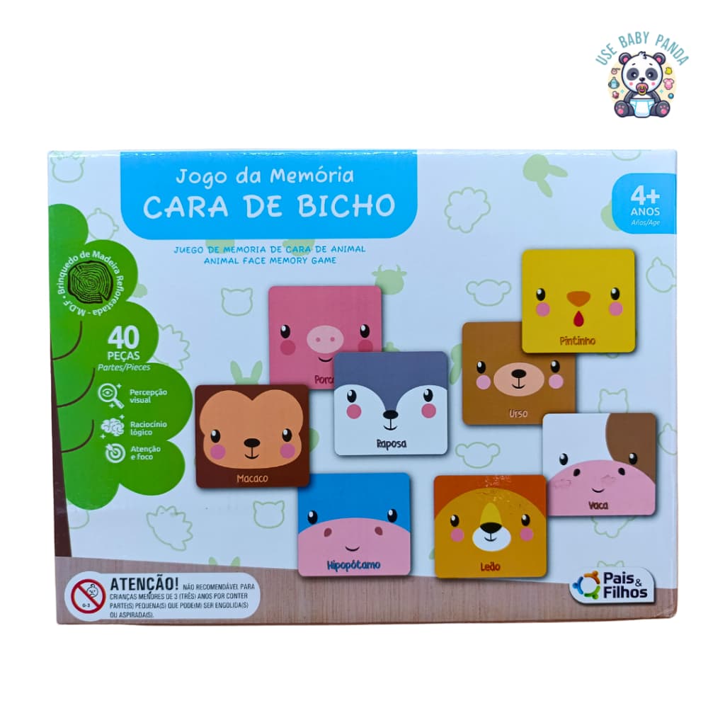 Jogo da memoria - Pais&Filhos Fazendinha Cara de bicho