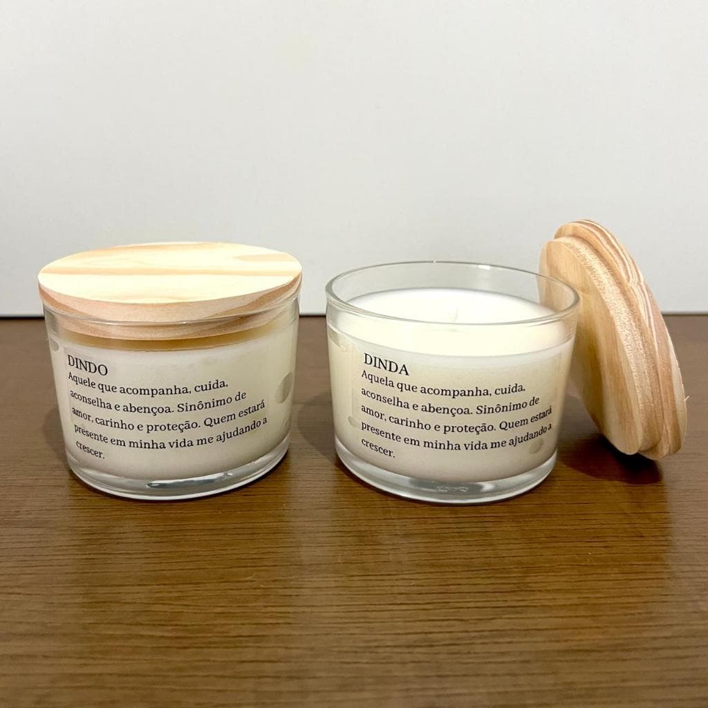 Kit 2 Velas Aromáticas personalizadas para lembrança Dindo e Dinda