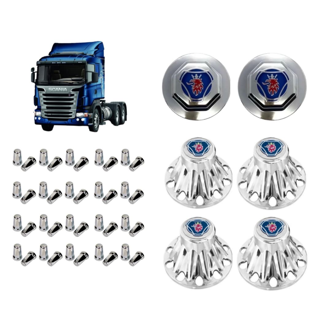 Kit Tampa Cubo Aplique Caminhao Sc Scania S5 S6 Traçado 6x4