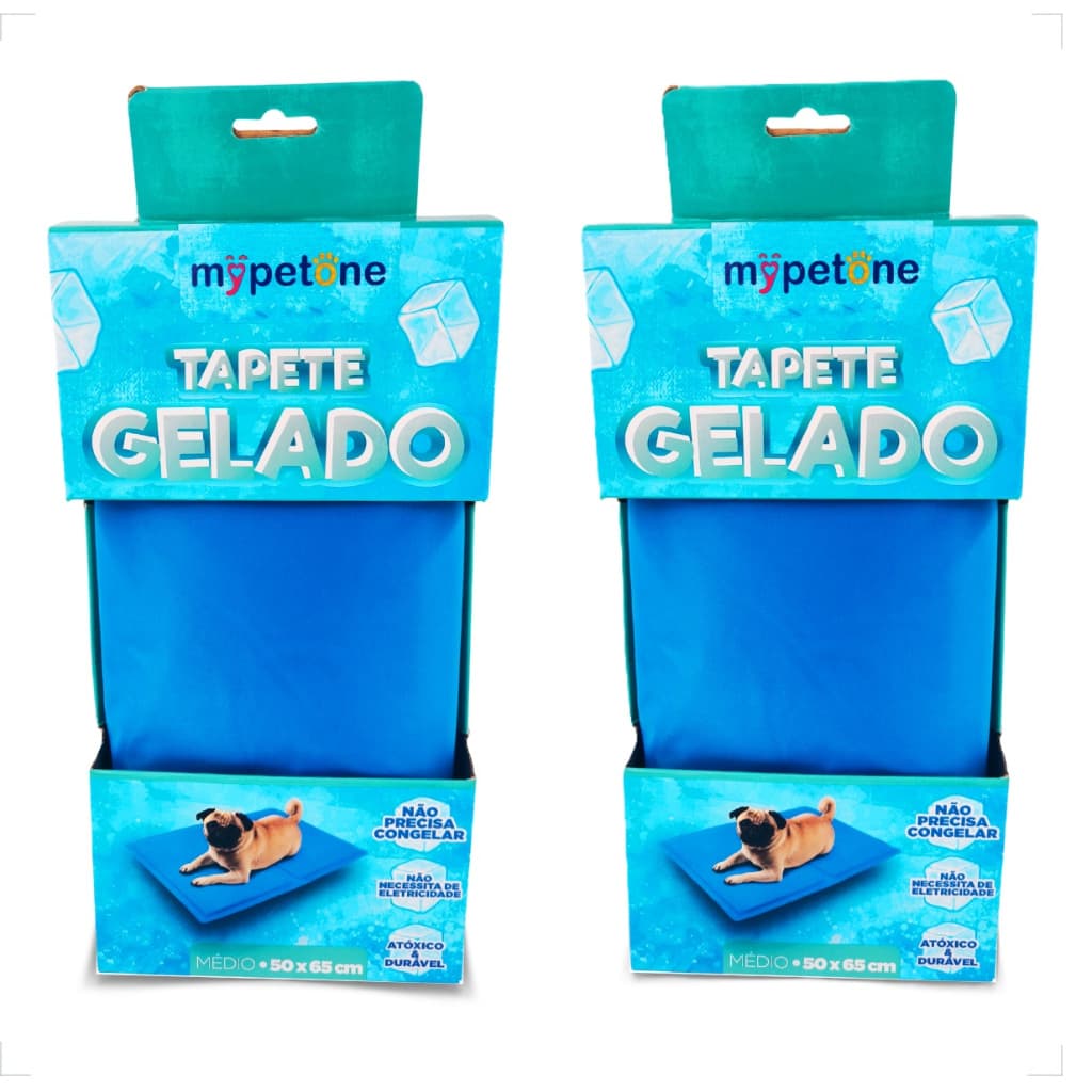 2 Tapete Gelado Mypetone 65x50 Tamanho Médio para Cães - Azul