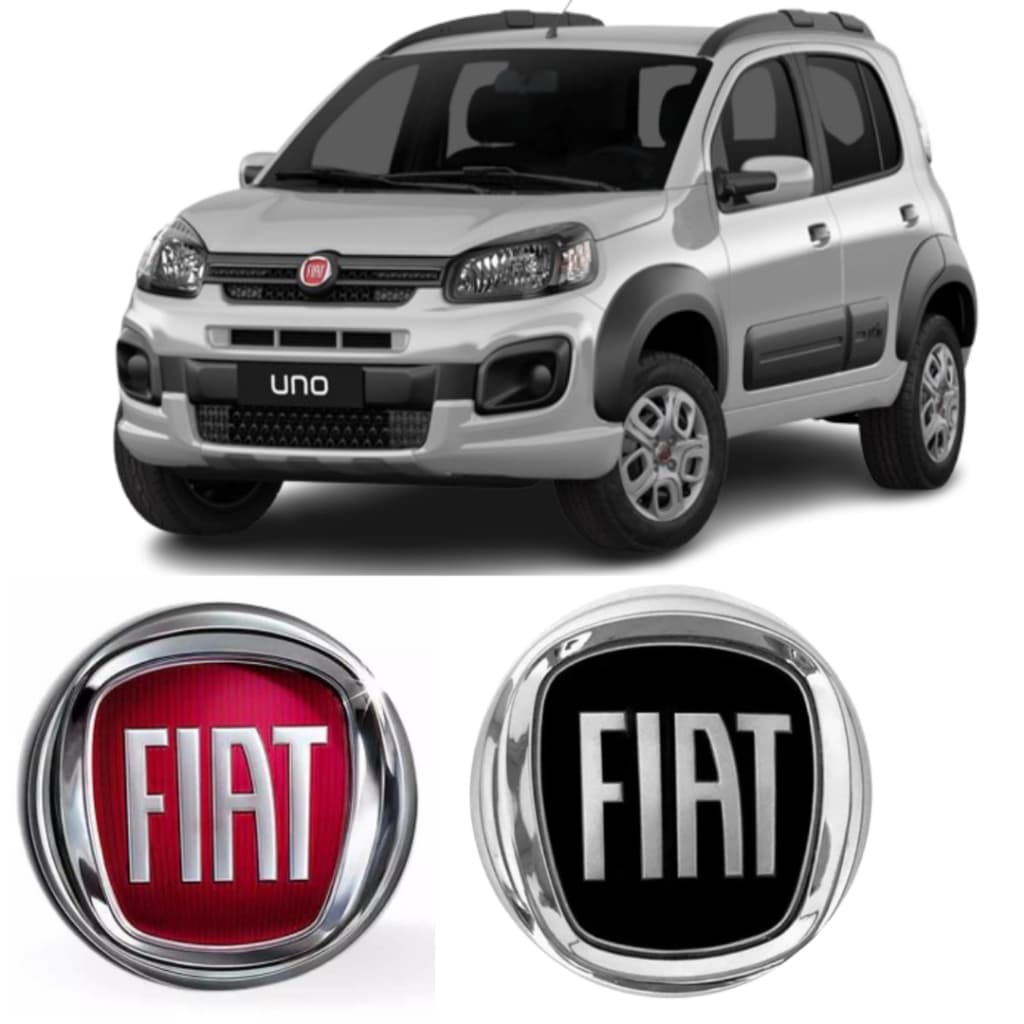 Emblema Grade Fiat Uno Vivace Way 2011 a 2021 Vermelho ou Preto