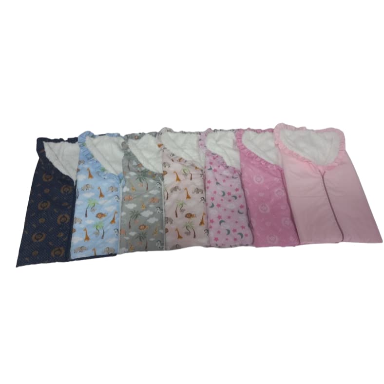 Saco de Dormir Bebê com ZÍPER  e Sherpa  Inverno em Tecido 100% Algodão Várias Estampas