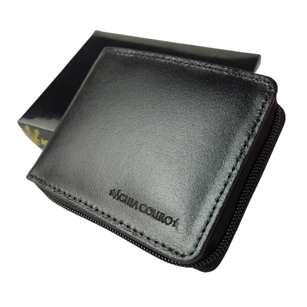 Carteira Masculina Couro Original Completo Presente Para Homem Fecho de Ziper Altíssima Qualidade Pronta Entrega