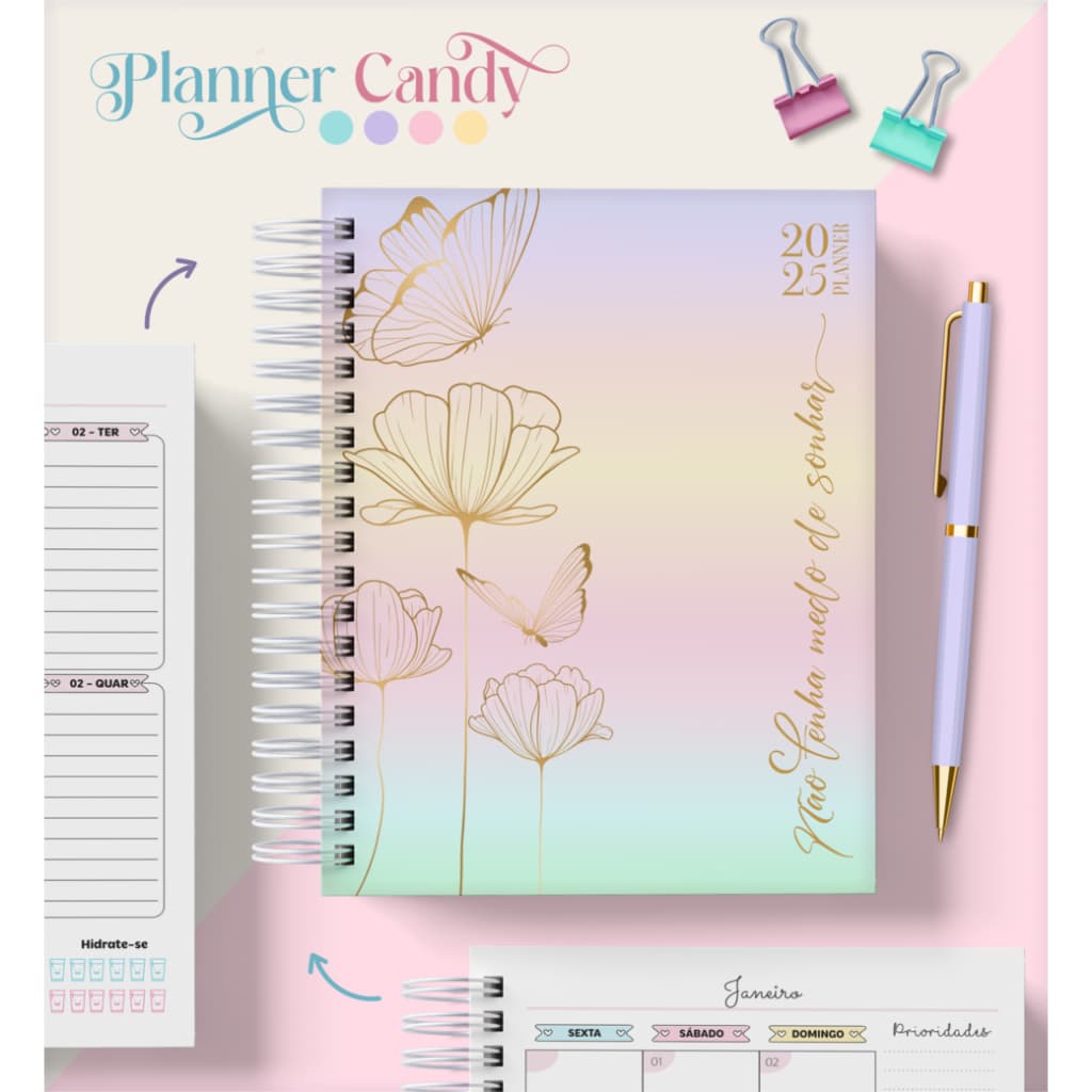 Planner 2026, 2027 ou permanente Personalizado - Capa dura coleção Candy