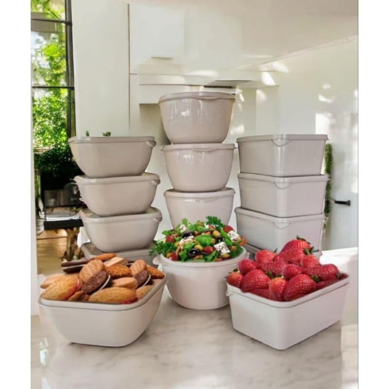 Kit com 12 Potes Herméticos de 1 Litro - Quadrado, Retangular e Bowl - Ideal para Organização de Alimentos