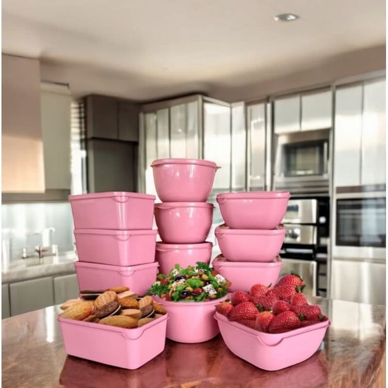 Conjunto Completo com 12 Potes para Mantimentos - 1 Litro Cada - Quadrado, Retangular e Bowl