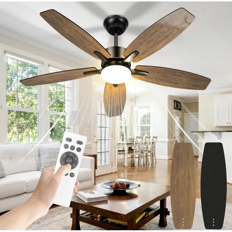 Ventilador de teto economizador de energia 106,7 cm, ventilador de teto com luz LED e controle remoto