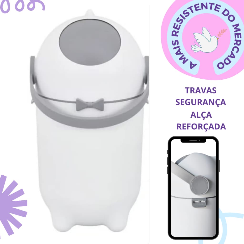 Lixeira infantil Antiodor Para Fraldas de Bebê e Cozinha