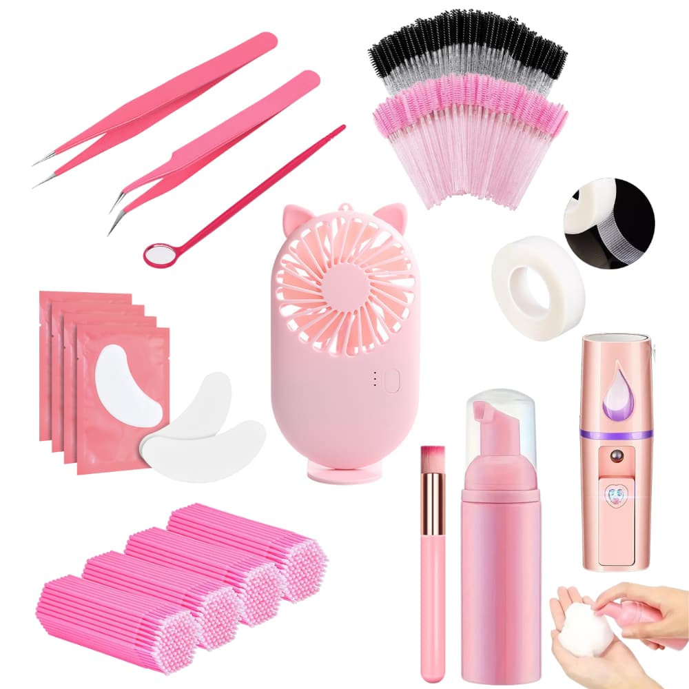 Kit Completo Iniciante Extensão De Cílios Nano Vaporizador Ventilador Escovinha Microbrush