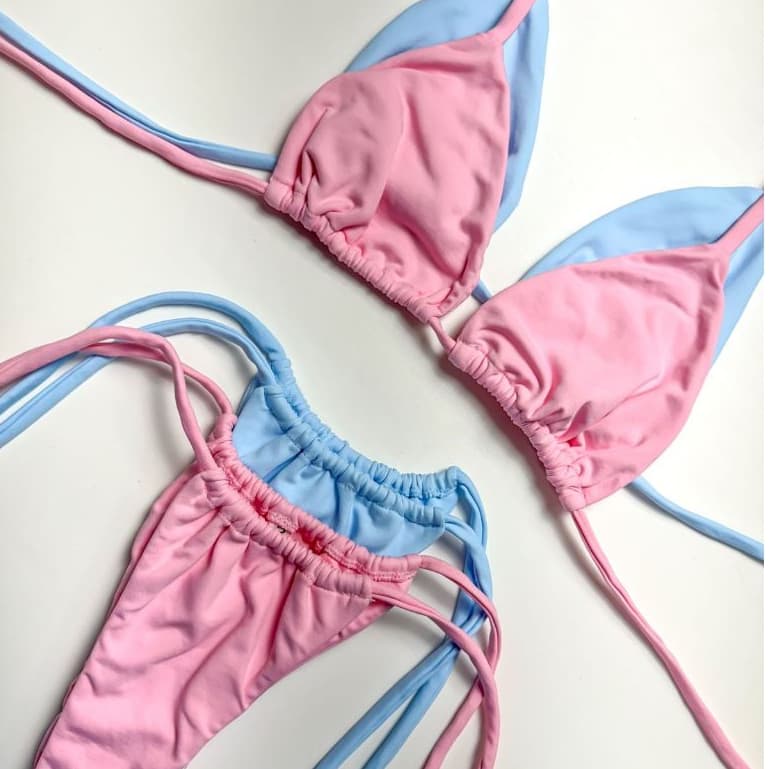Biquíni Cortininha Fio Candy Color com amarração- Marquinha de fita lancamento Verão 2025 Poliamida