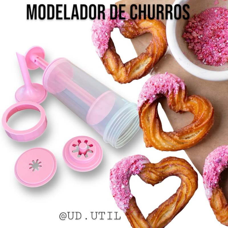 Modelador De Churros Manual com Receita 04 Peças Molde Maquina Para Churros + Recheador
