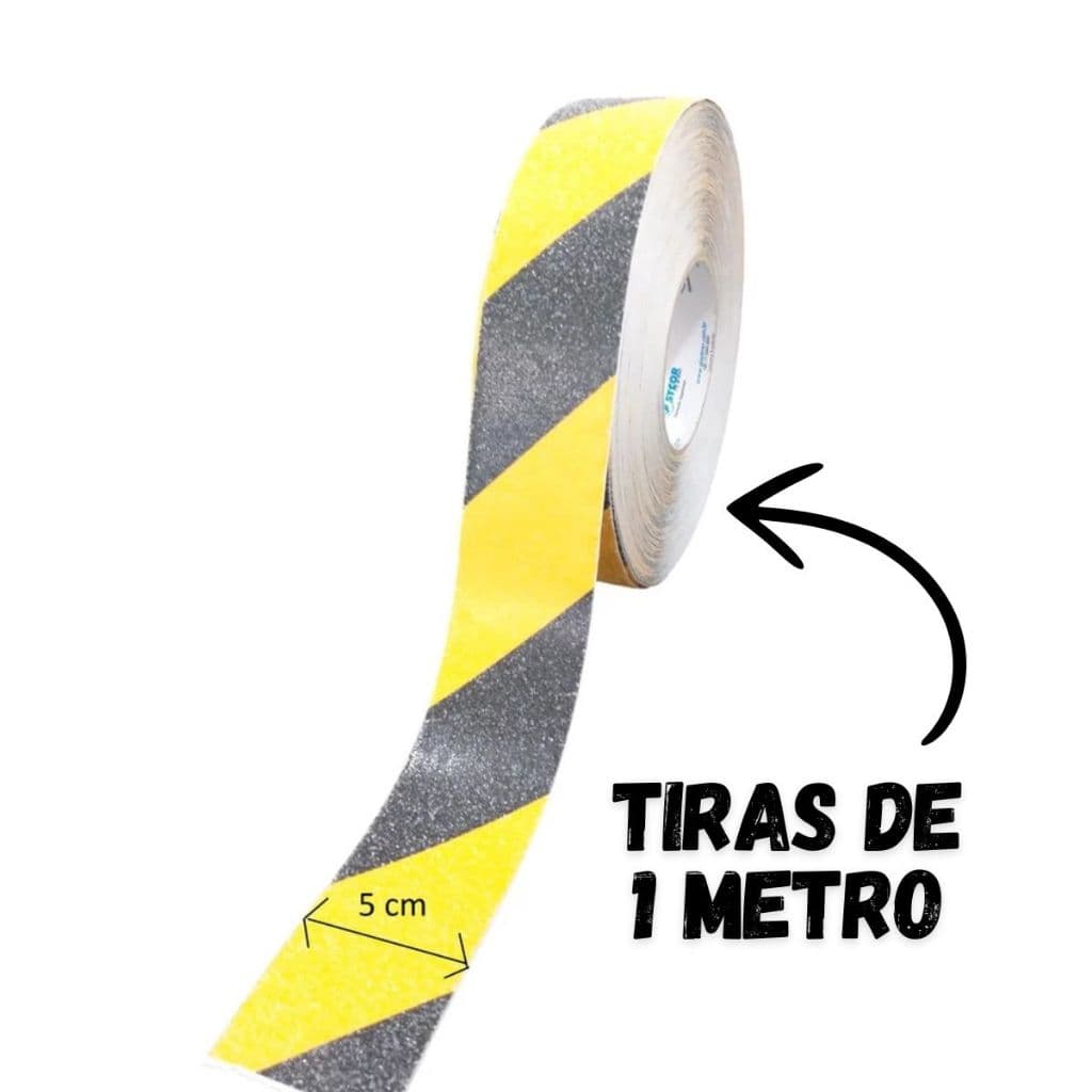 1 Metro Fita Lixa Adesiva Antiderrapante Larga com 5 cm - Piso Escada Rampa Externo