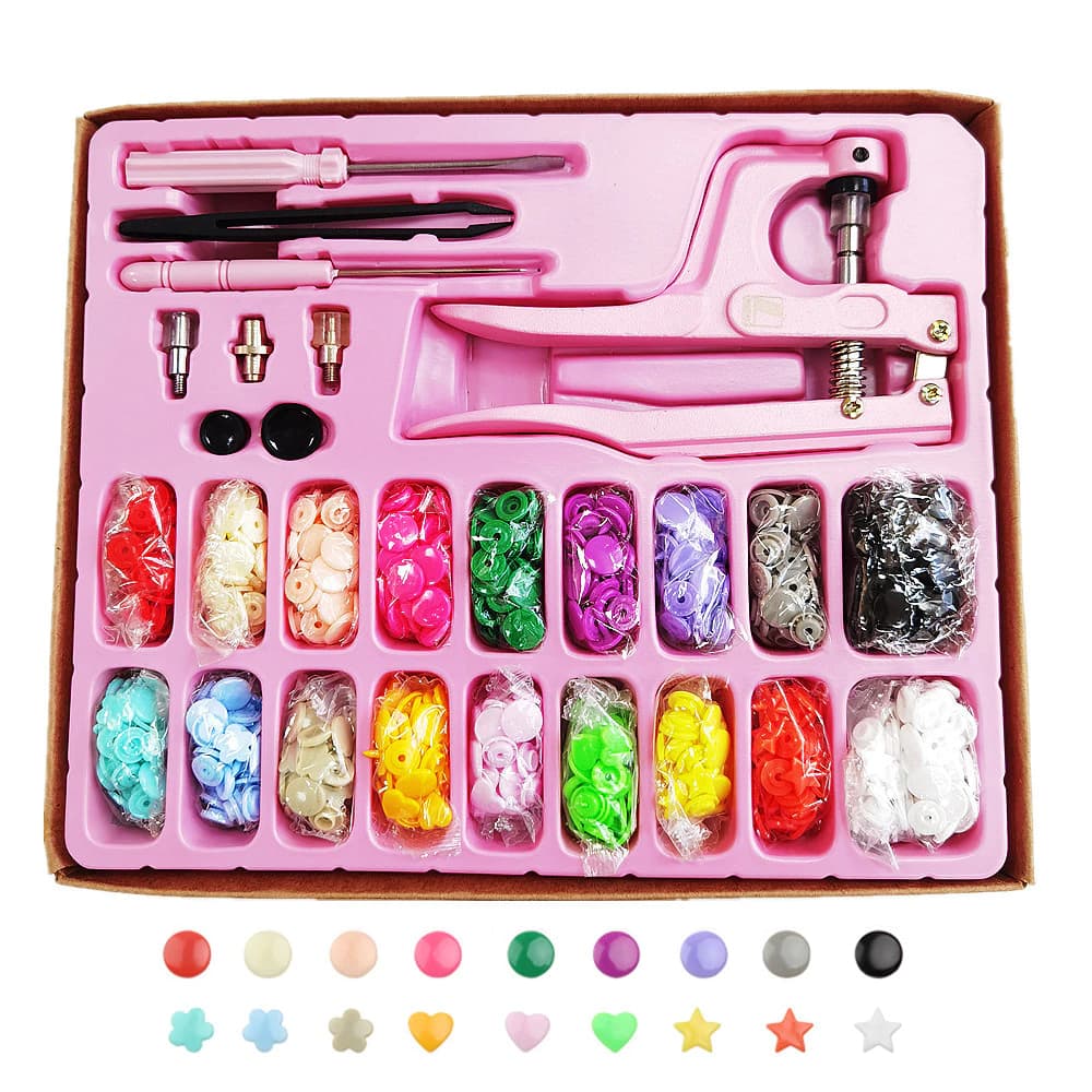 Kit Alicate 3 Em 1 Pregar Botão Pressão Ritas Ilhós Matriz - rosa