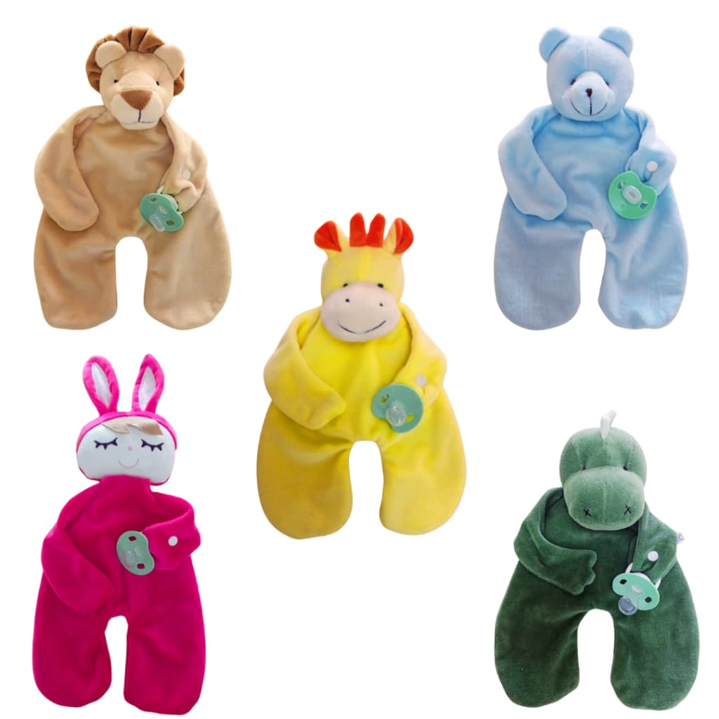 Naninha de Bichinhos Pelúcia Bebê Porta Chupeta Plush Soft Macio Antialérgico