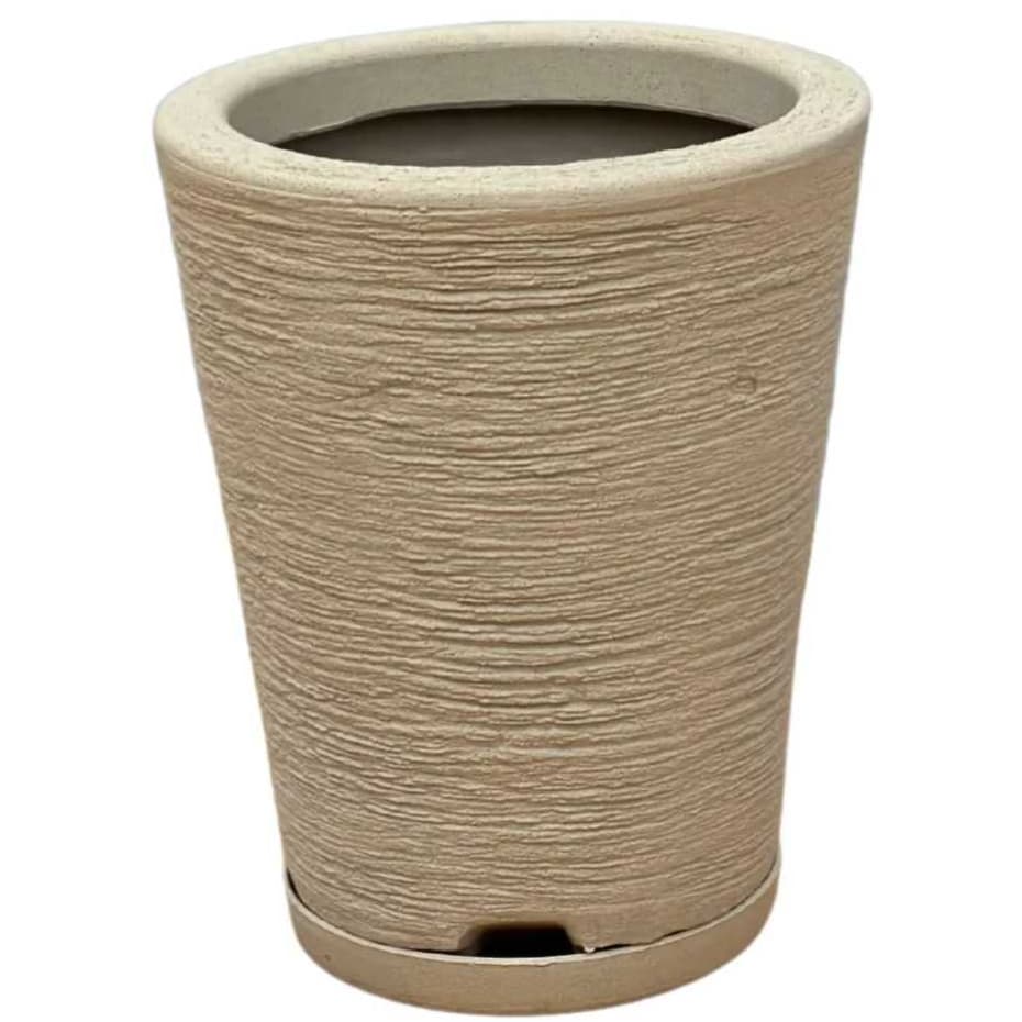 Vaso para plantas em polietileno coluna redonda cone com prato coletor 28x23x15