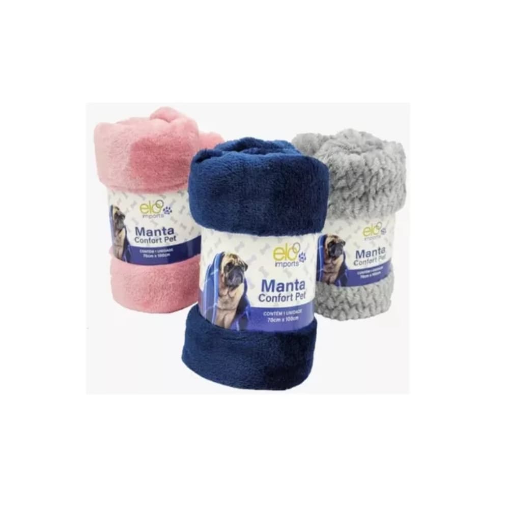 Kit com 2 Cobertores em Microfibra Cores e Estampas Variadas 70x100 cm para Pets
