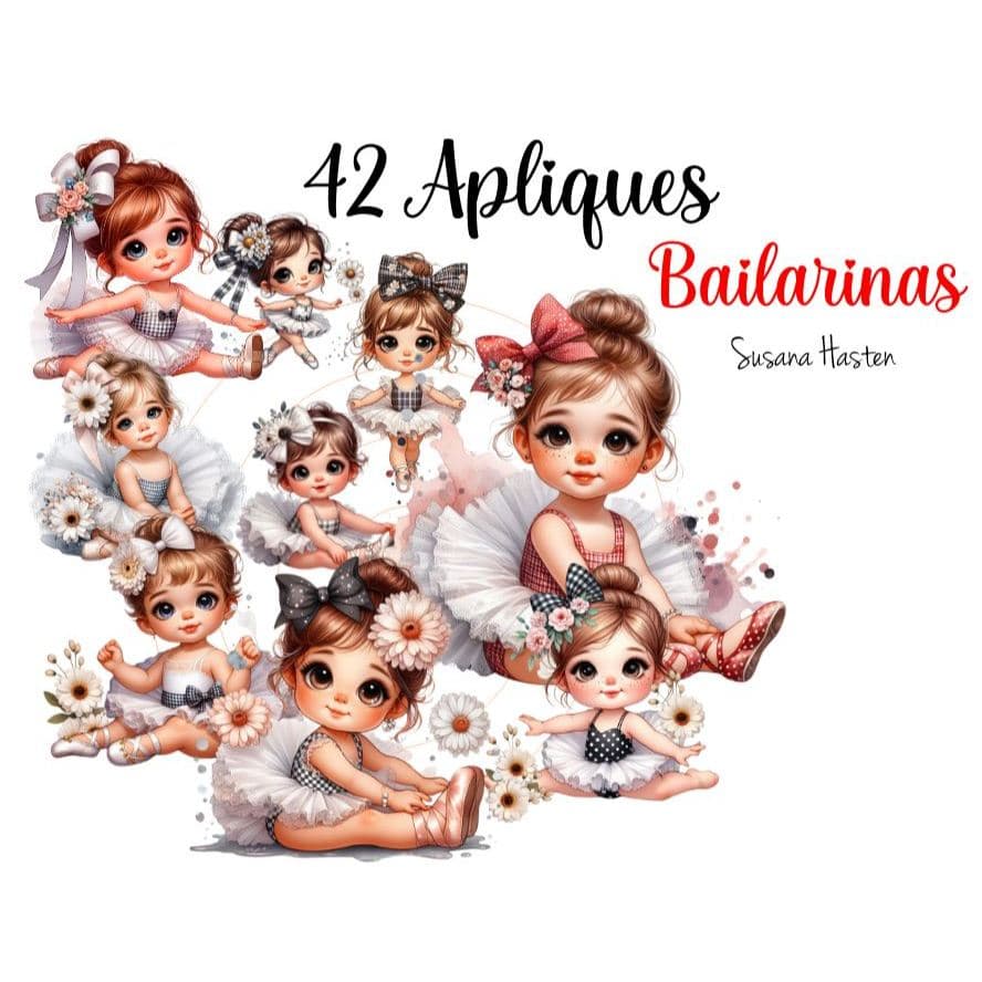 Apliques Termocolante Bailarina Realista de Tecido, Patche Para Fralda e Roupas