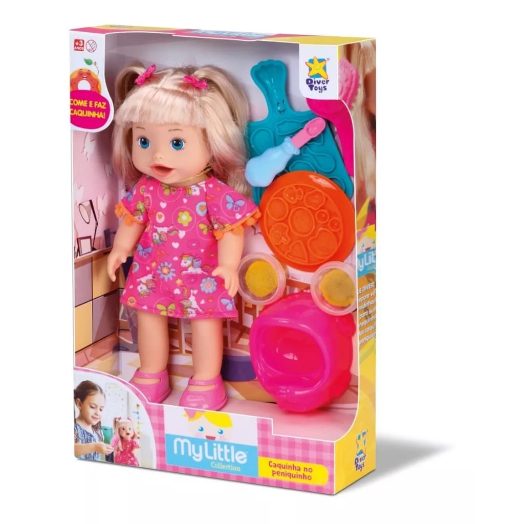 Boneca My Little Collection Divertoys Come e Faz Caquinha no Peniquinho + Massinha e Acessórios