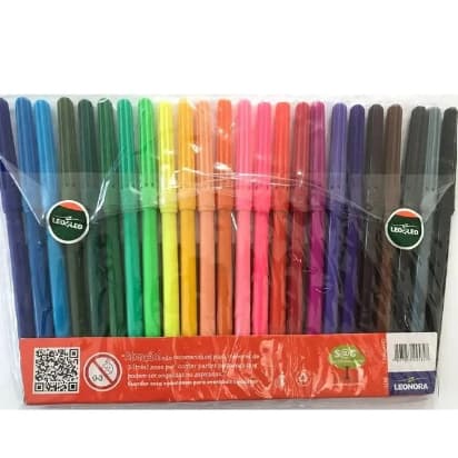 Caneta Hidrográfica Leo e Leo 24 Cores Colorida Arte Escolar Papelaria Pintura Infantil Criança