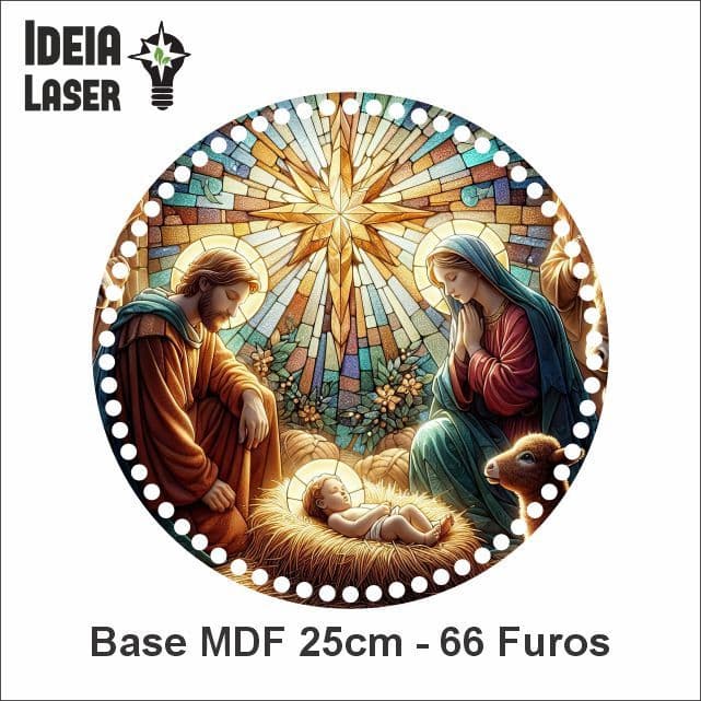 Presépio 25cm e 30cm - Base MDF Fio de Malha Crochê - Arte Estilo Vitral