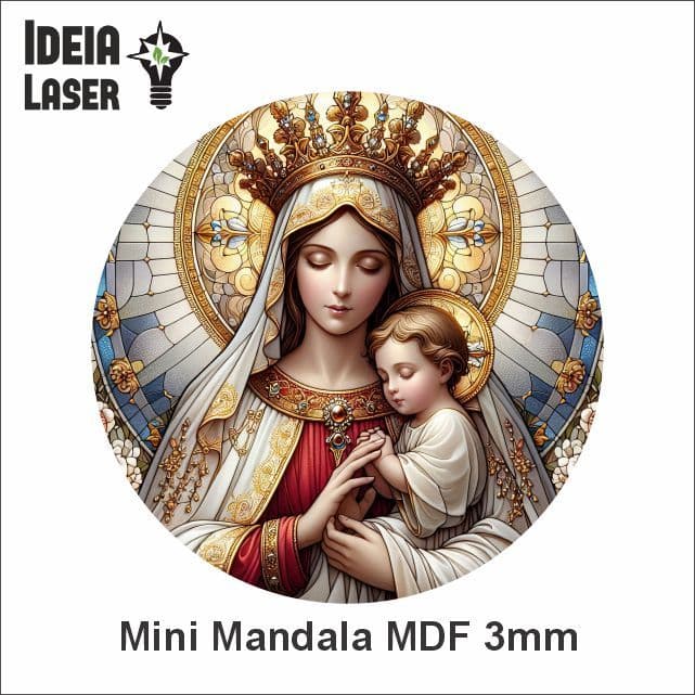 Nossa Senhora de Nazaré - Mini Mandala MDF - Arte Estilo Vitral