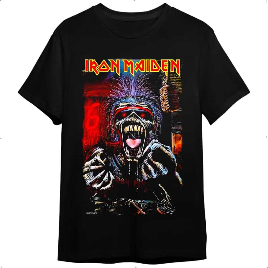 Camiseta Estampas Variadas Banda De Rock Iron Maiden Casual Premium 100% Algodão Unissex