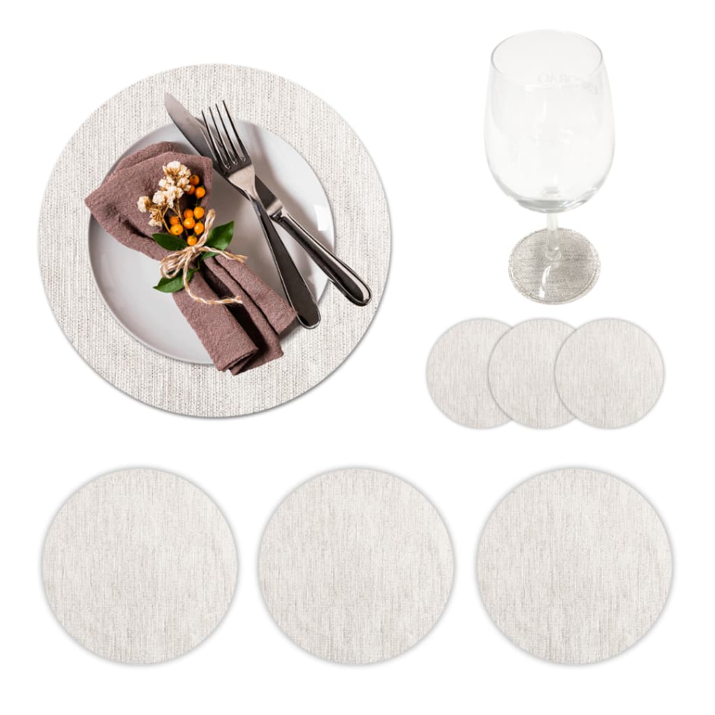 KIT 8 Jogo Americano Sousplat Mesa Posta Jantar Contém 4 Jogo de Mesa E 4 Porta-copos , Sisal Marfim