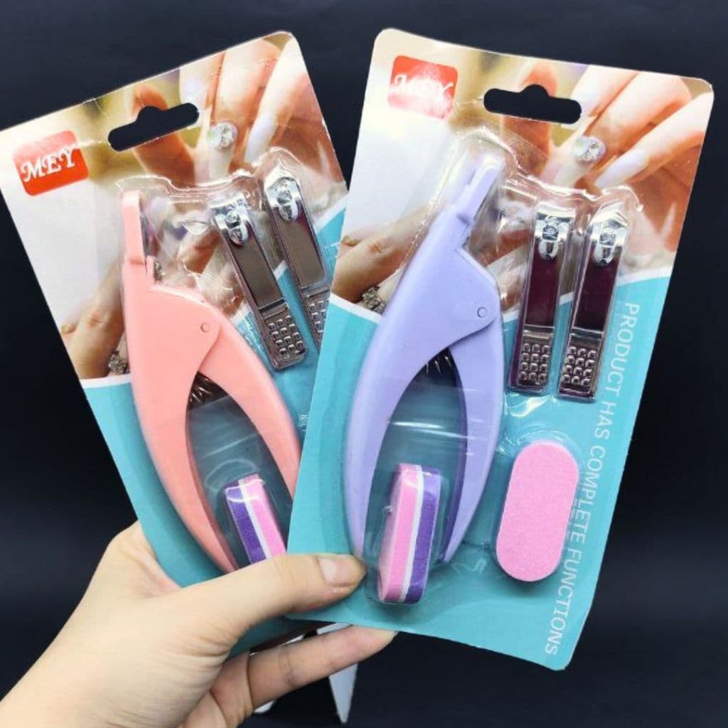 Kit Alicate Cortadores de Unhas Postiças Aço Inox Lixas