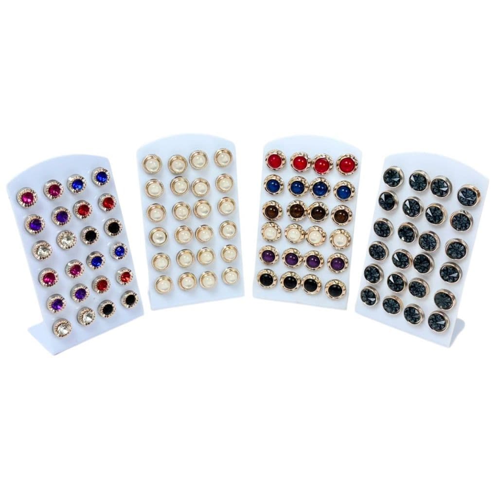 Conjunto com 12 Pares de Brincos Coloridos Pérolas Diversos