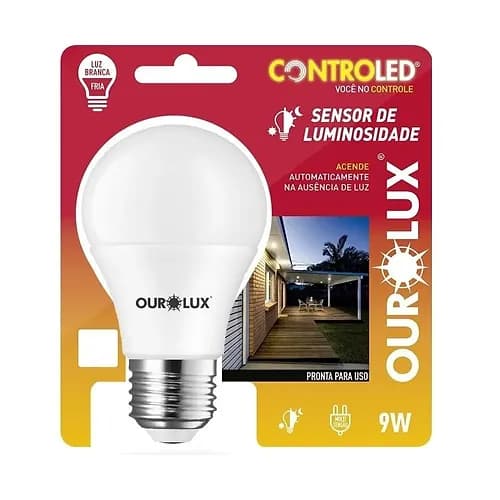 Lampada Led Sensor Noturno Luminosidade 9W Branco Frio