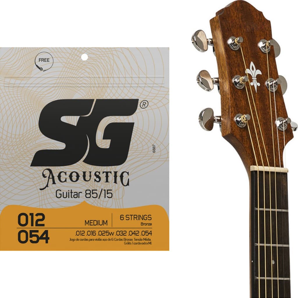 Encordoamento SG Violão Aço 012 Bronze 85/15 Tensão Média