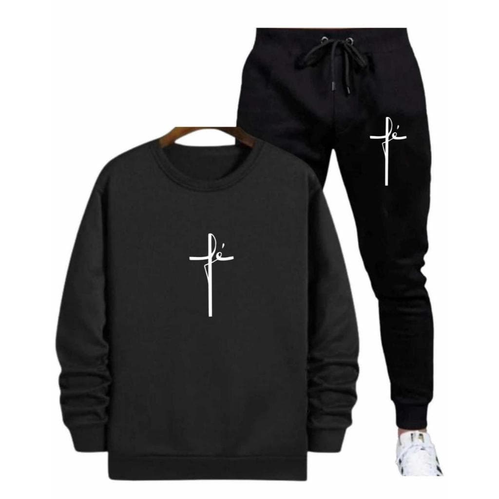 Conjunto Moletinho Confortável Academia Careca Liso Blusa Calça Unissex Fé Religião