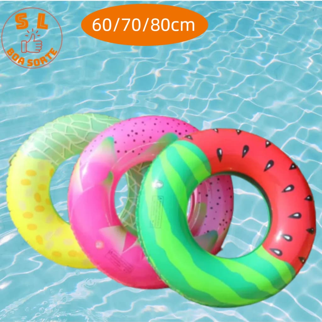 Boia De Piscina Inflável Infantil 60cm 70cm 80cm Cintura Melancia Frutas Praia Criança Menina Menino
