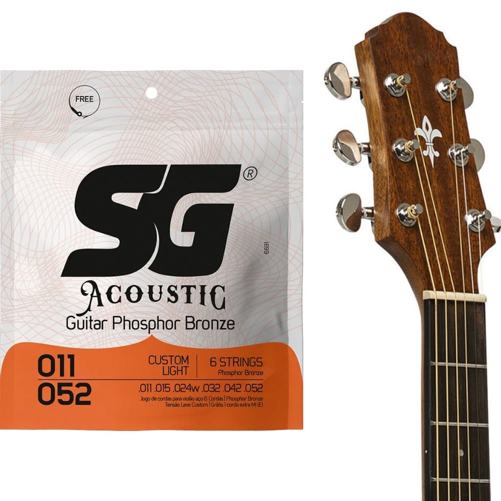 Encordoamento Sg 011 Phosphor Bronze para Violão Aço - Custom Light