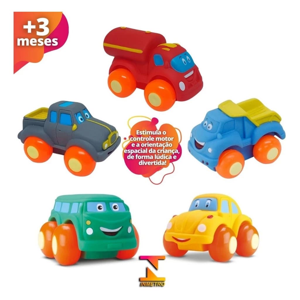 Carrinho Soft Cars Bebê - unidade Divertoys carrinhos emborrachados Coleção