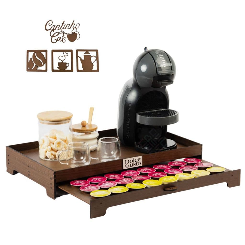 Melhor Bandeja Porta Capsulas 40cps Suporte Cafeteira Dolce gusto mdf organizador apoio servir chá