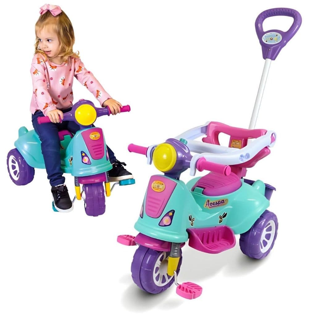 Triciclo Avespa Maral Com Empurrador Rosa Infantil Passeio