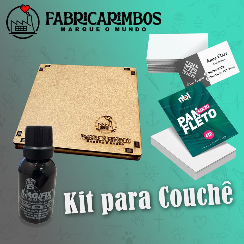 Almofada para Carimbo Com Tinta para Papel Com Brilho / Couchê - Carimbeira + Tinta