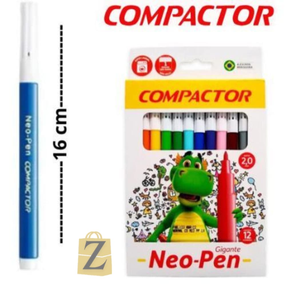 CANETINHA HIDROGRAFICA 12 CORES COMPACTOR
