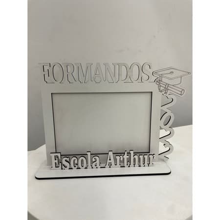 Porta Retrato Formatura Com Nome Personalizado Mdf Branco
