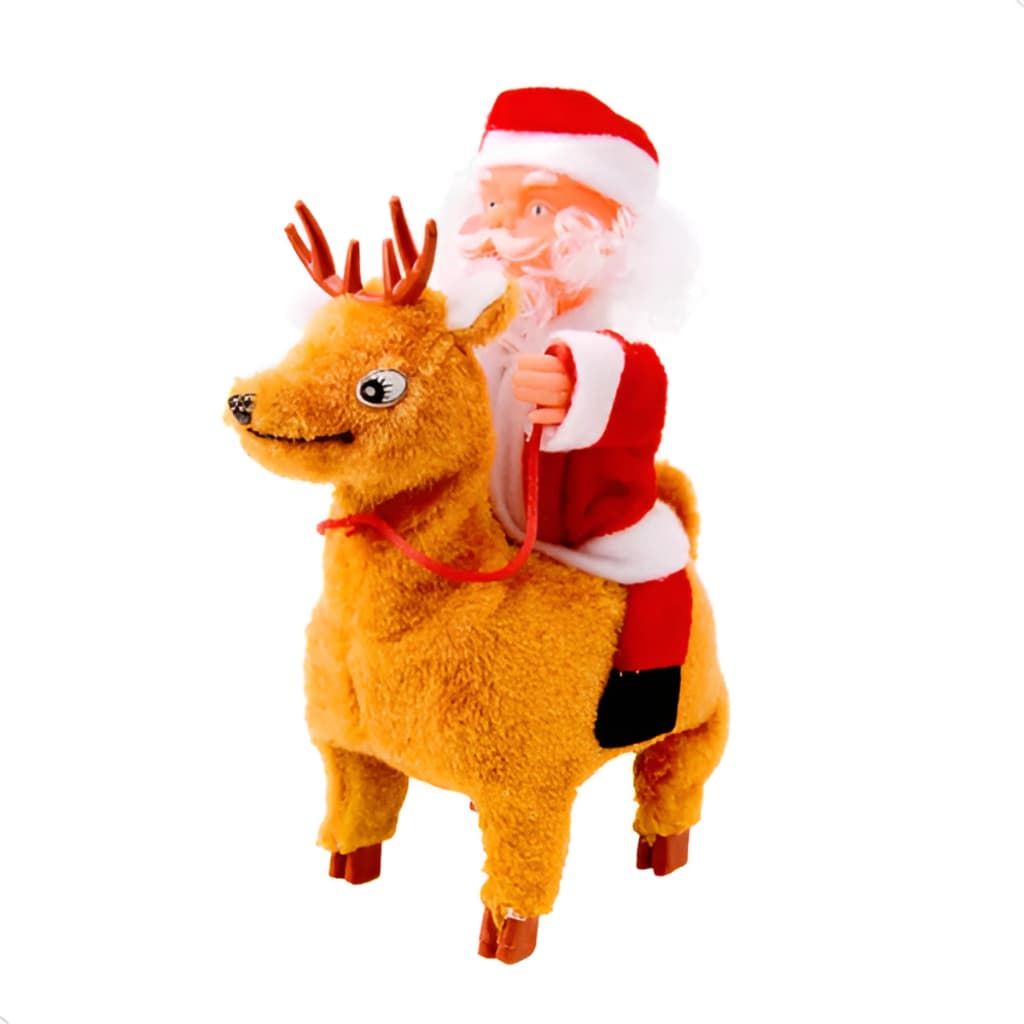 Papai Noel Musical Rena Enfeite De Natal Luz Som E Movimento