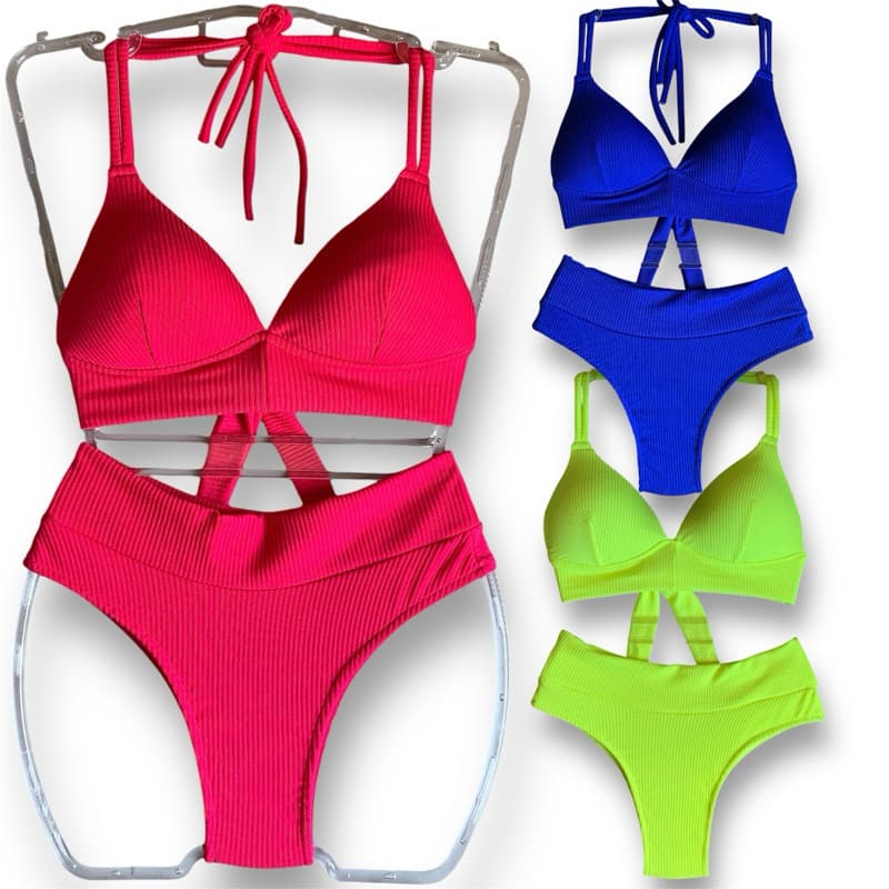 Biquíni Cintura Alta Dois Laço Bojo Forro Maravilhosa Moda Praia