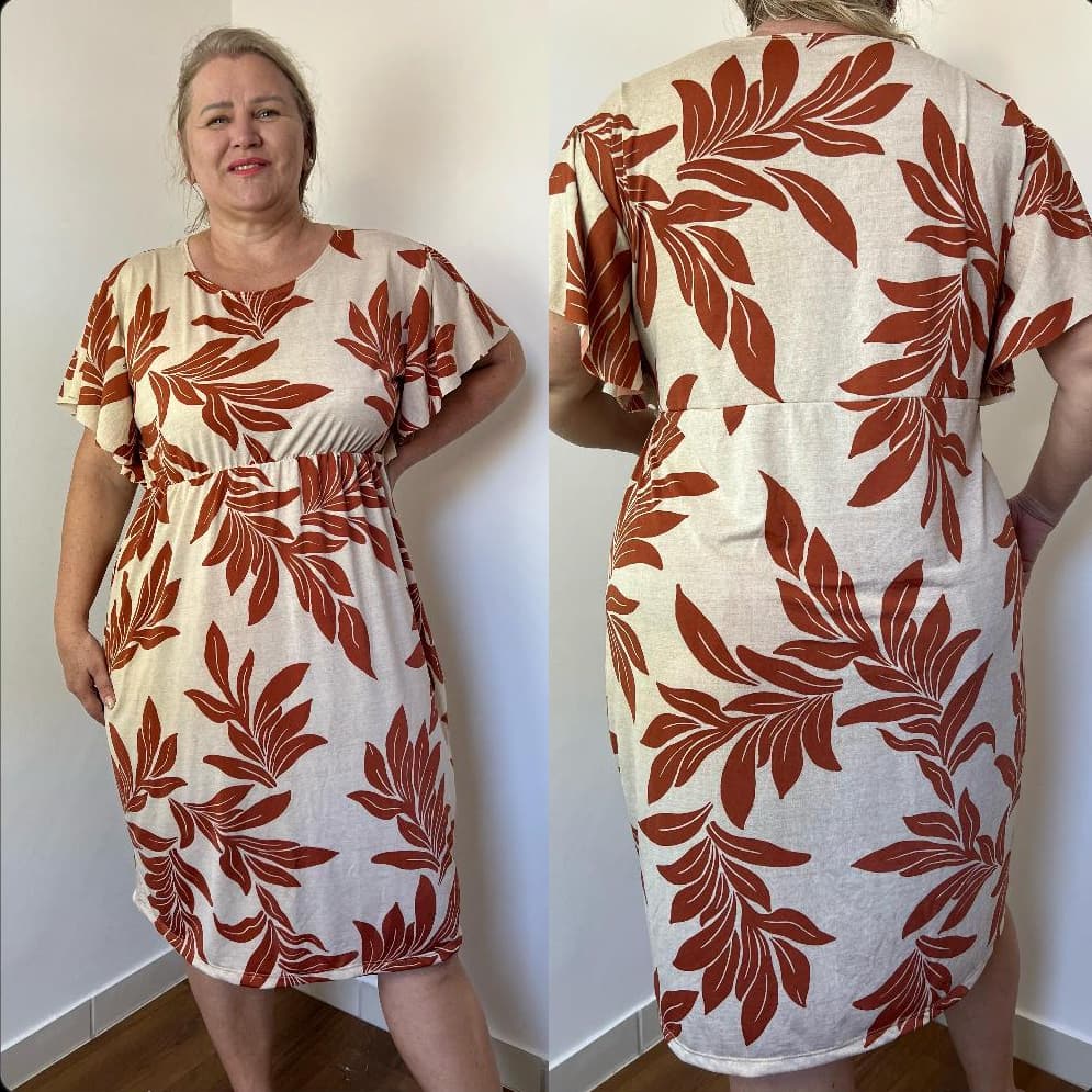 Vestido Midi Plus Size G4 com Elástico Manga Larguinha Malha Fria Liganete