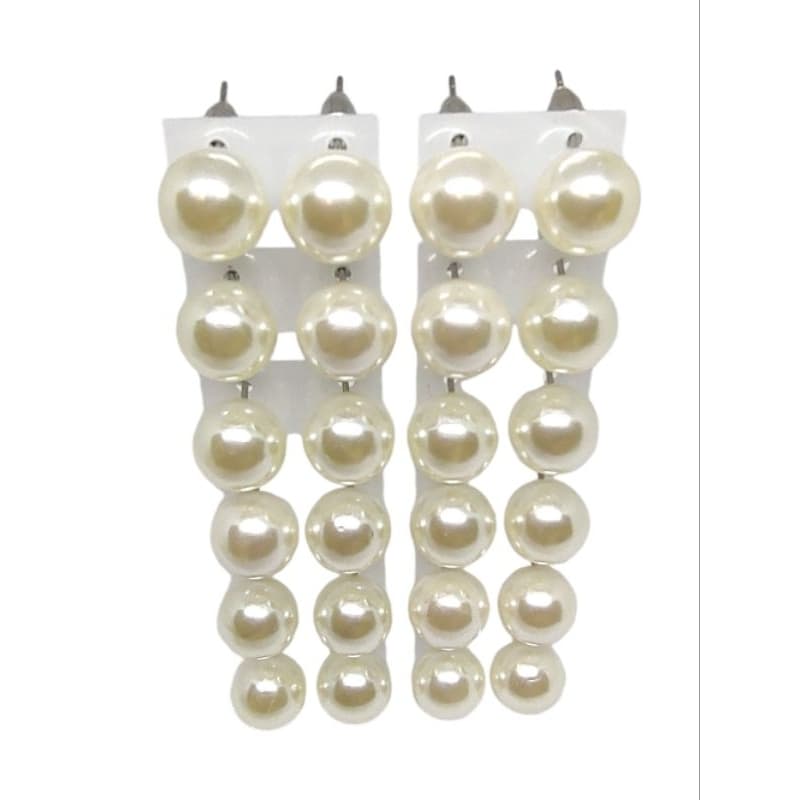 12 Pares Brinco de pérolas Cartela Atacado 10mm Aço Inoxidável Com Tarraxa