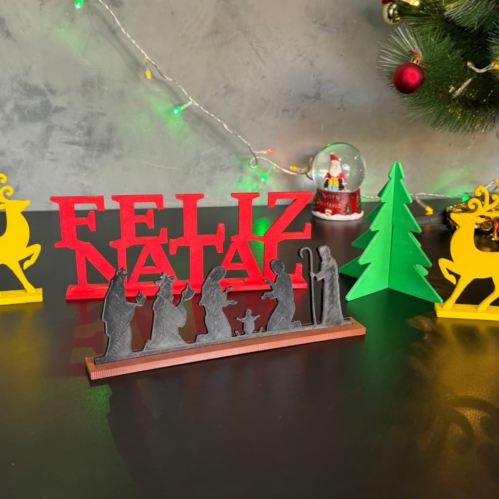 Kit decoração Natal Árvore de natal Presépio renas Feliz Natal