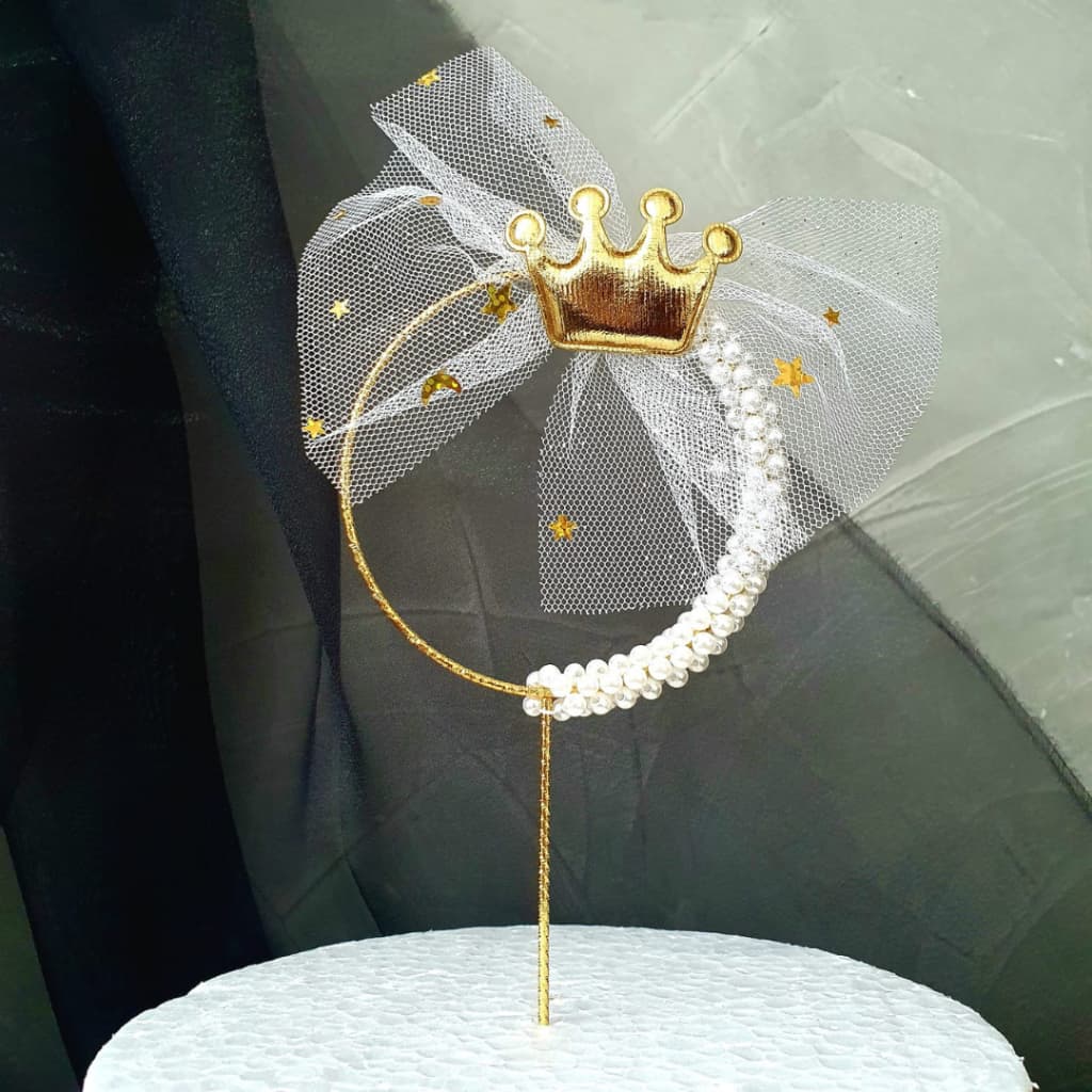 Topo de bolo coroa dourado - Topper de bolo Festa Metal Feliz Aniversário Decorativo Boleira