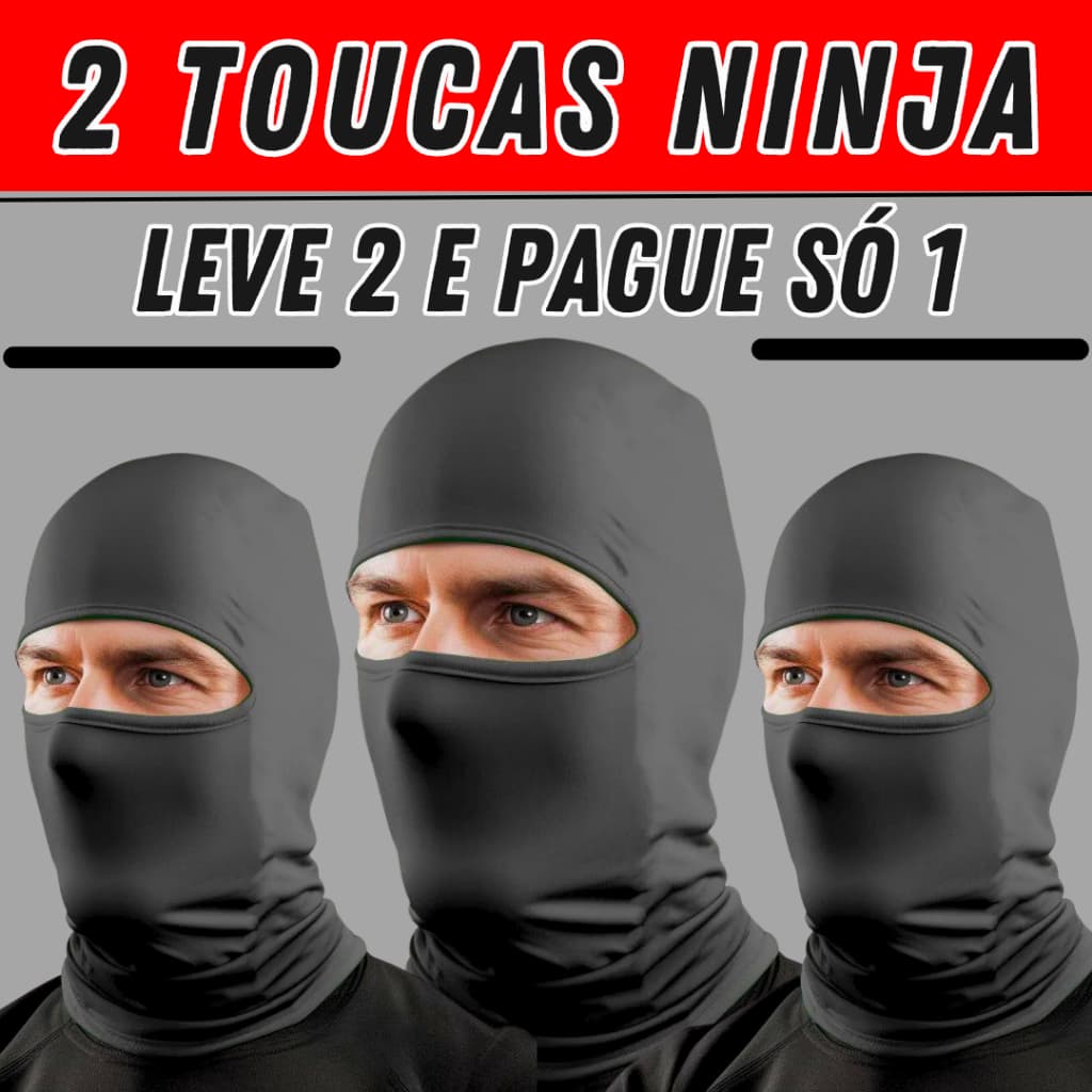 Kit 2 Touca Preta Ninja Balaclava Toca UV+50 Proteção Solar Térmica Motoqueiro Motoboy touca de moto