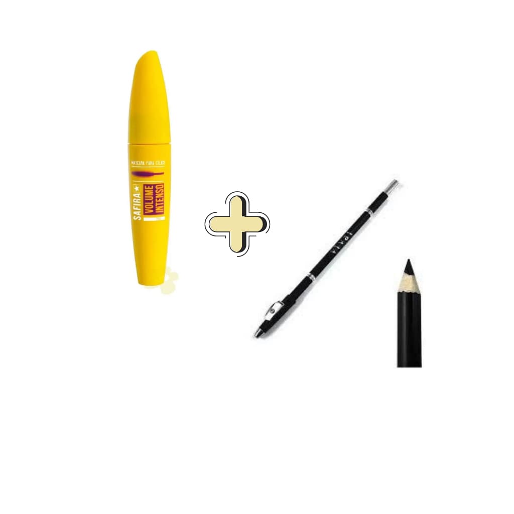KIT - Máscara Para Cílios Rímel Safira Volume Intenso + Lápis Para Olho Vivai Com Apontador